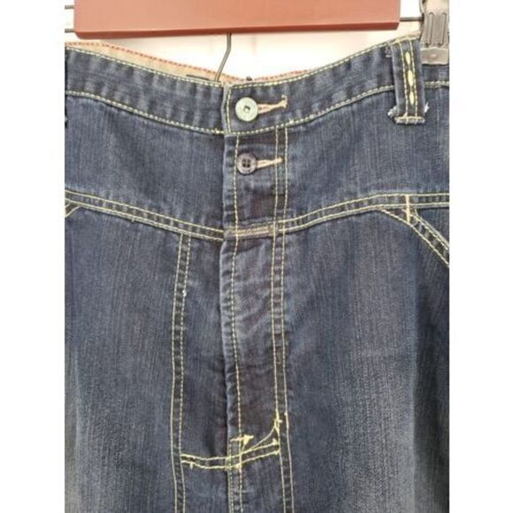 Y2K VTG Marithe Francois Girbaud Jeans Mens 44X33 Dark Wash Embroidered Hip Hop - Picture 2 of 7